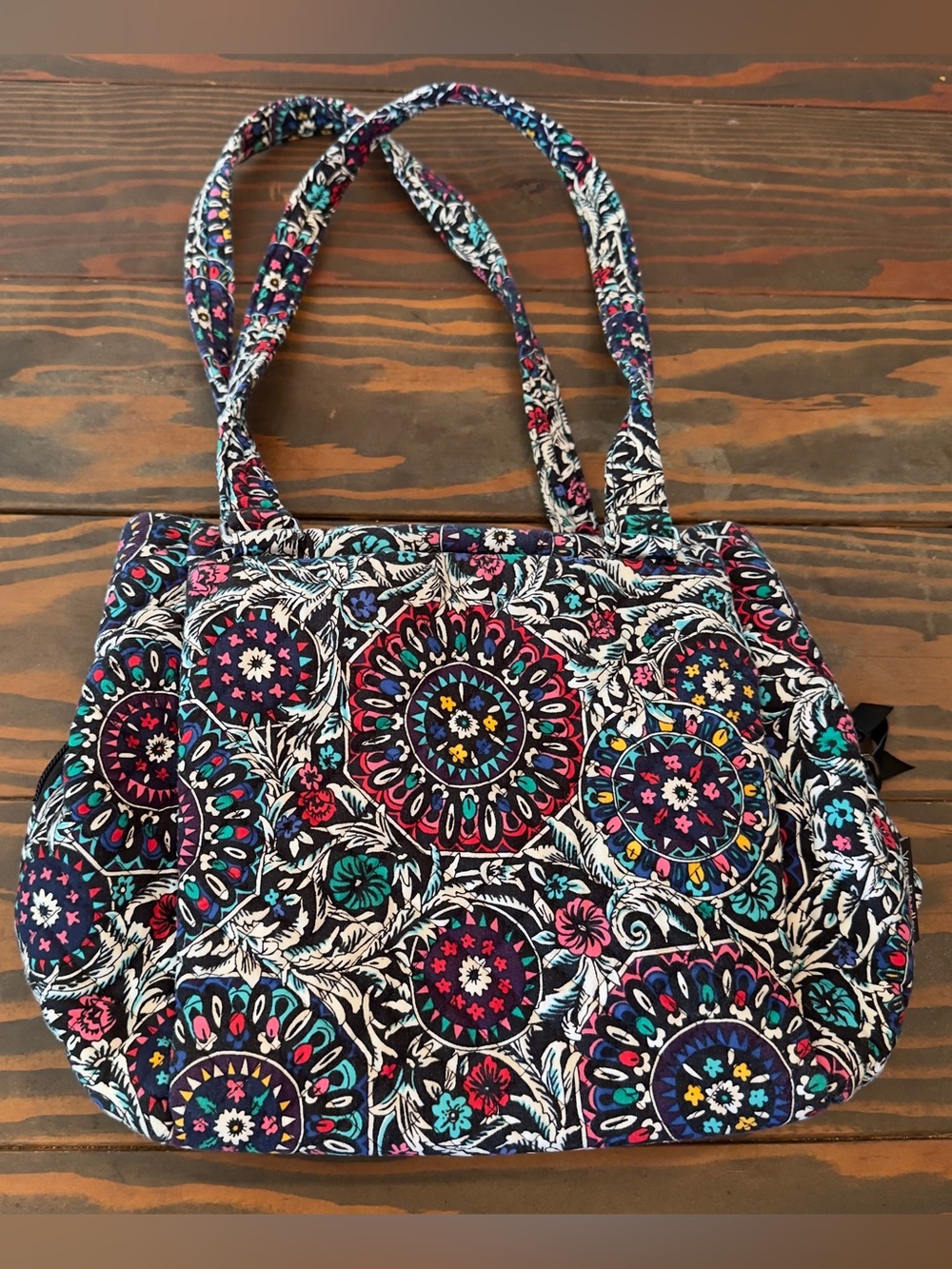 Vera Bradley Stained‎ Glass Medallion Satchel Bowler 3 Compartment Quilted Bag